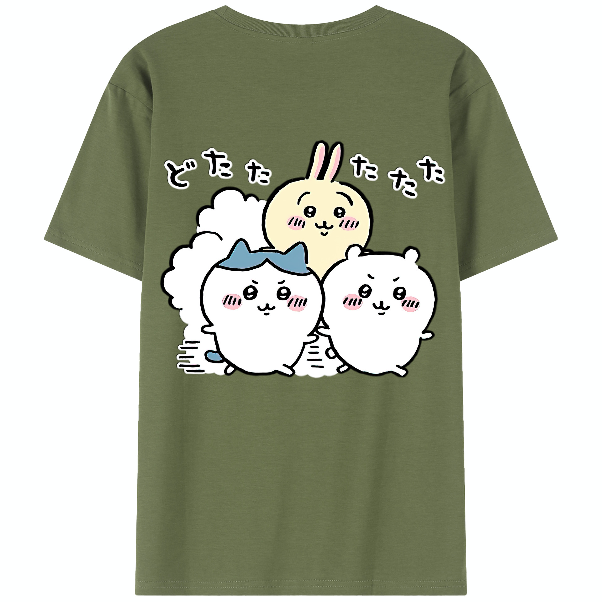 （画像用） ちいかわ ハチワレ Chii-kawa hachiware 綿100％半袖Tシャツ（背面プリント）